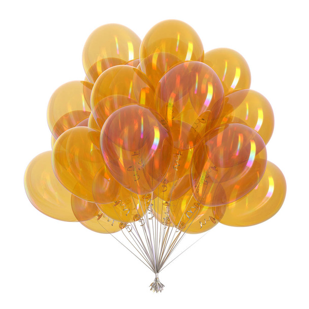 Yellow helium balloons bunch translucent golden party decoration - Foto, Imagen