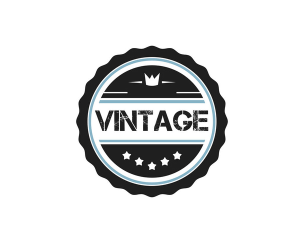 στρογγυλή vintage ρετρό λογότυπο badge σχεδιασμό εικονογράφηση, σχέδιο vintage στυλ, σχεδιασμένη για ενδύματα και λογότυπο - Διάνυσμα, εικόνα
