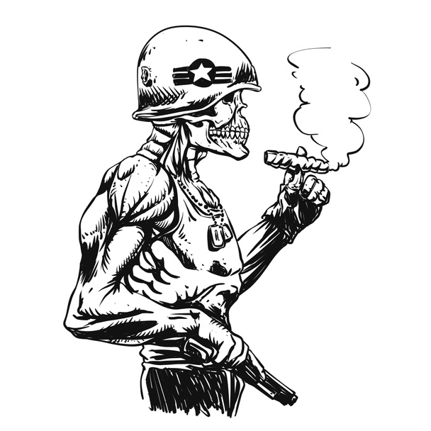 Military zombie - Skull military - zombie illustration  - Photo, Image
