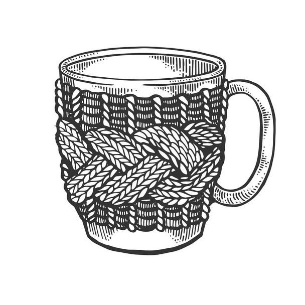 Cup with handmade fancywork engraving vector - Διάνυσμα, εικόνα