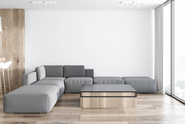 White living room in studio apartment, sofa - Foto, Imagem