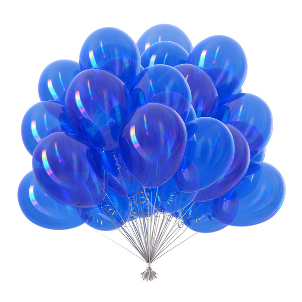 Μπλε κόμμα μπαλόνια γενεθλίων διακόσμηση διακοπών πολύχρωμο - Φωτογραφία, εικόνα
