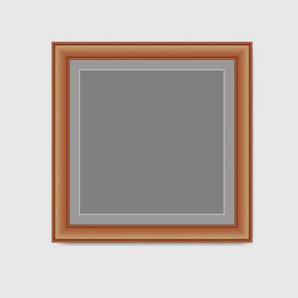 Blank photo frame isolated on gray background. Vector illustration. - Vektör, Görsel