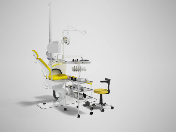 Beyaz sondaj için araçları ile aydınlatma ile modern diş sandalye  - Fotoğraf, Görsel