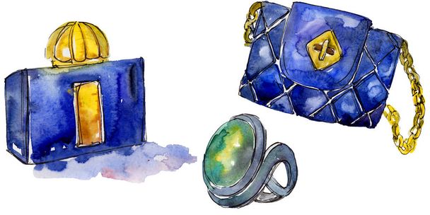 Fashionable accessories sketch fashion glamour illustration in a watercolor style isolated. - 写真・画像