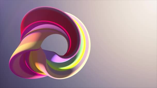 Zachte kleuren 3d gebogen regenboog donut marshmallow candy naadloze loops abstracte vorm animatie achtergrond nieuwe kwaliteit universele beweging dynamische geanimeerde kleurrijke vrolijke videobeelden - Video