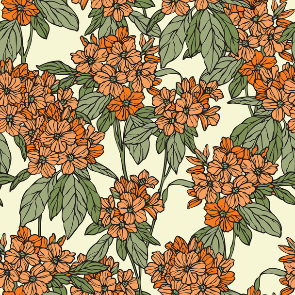 Floral seamless pattern. Flower background. Flourish ornamental summer wallpaper with flowers hydrangea. - Vector, afbeelding