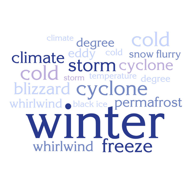 cloud of words list about winter season - Photo, Image