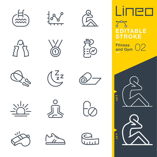 Lineo Editable Stroke - иконки фитнес и тренажерный зал линии
 - Вектор,изображение