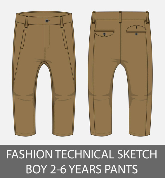 Fashion technical sketch boy 2-6 years pants in vector graphic - Vector, Image