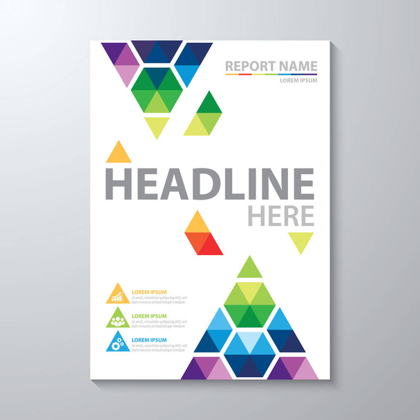 Abstract colorful low polygon background. Cover design template layout in A4 size for annual report, brochure, flyer, Vector illustration. - Vector, Image