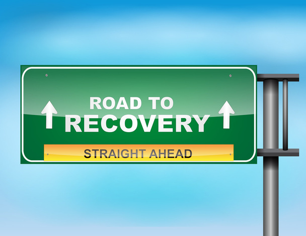 snelweg bord met "road to recovery" tekst - Vector, afbeelding