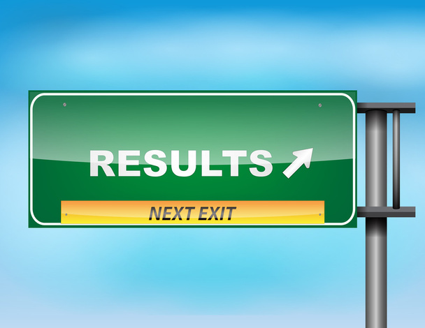 dálniční cedule s textem "výsledky" - Vektor, obrázek