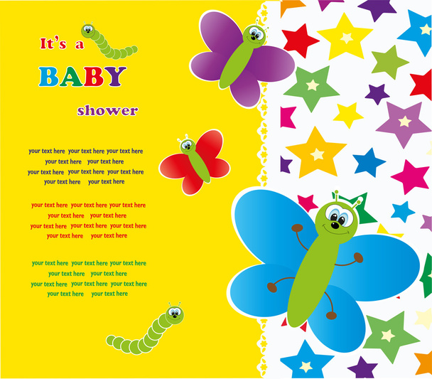 baby shower - papillons drôles. illustration vectorielle
 - Vecteur, image