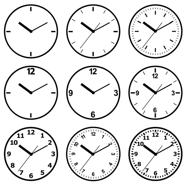 Reloj icono plano. Concepto del tiempo mundial
. - Vector, Imagen