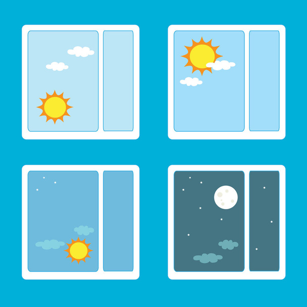 The sun and days in the window - Vector, Image