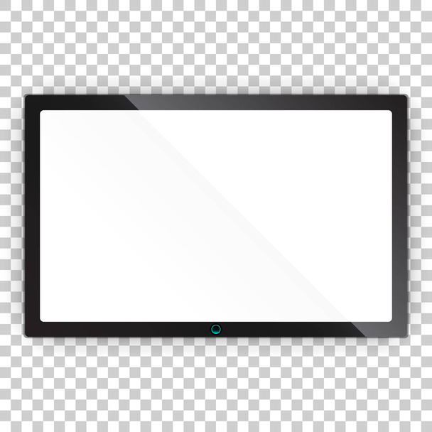 Realistic tv screen vector icon in flat style. Monitor plasma il - Vector, Image