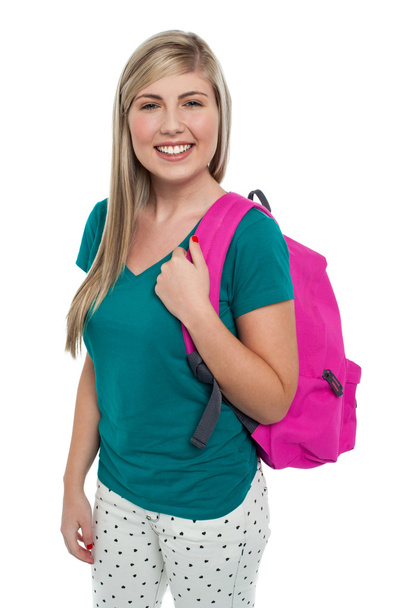 Teen posing with pink backpack - Zdjęcie, obraz