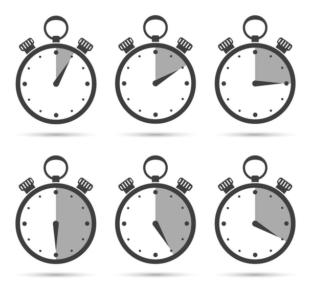 Stopwatch icon with shadow set. Vector - Vector, afbeelding