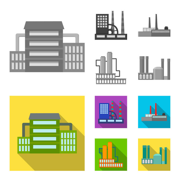 Iconos de colección conjunto de fábrica en monocromo, estilo plano vector símbolo stock ilustración web
. - Vector, Imagen