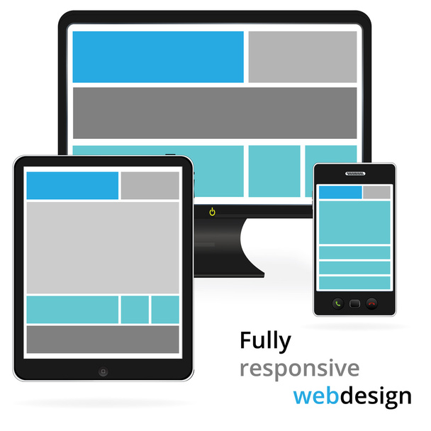 Fully responsive web design in electronic devices - Vector, Image