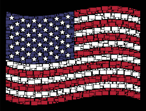 Acenando a bandeira dos EUA Composição estilizada do retângulo preenchido
 - Vetor, Imagem