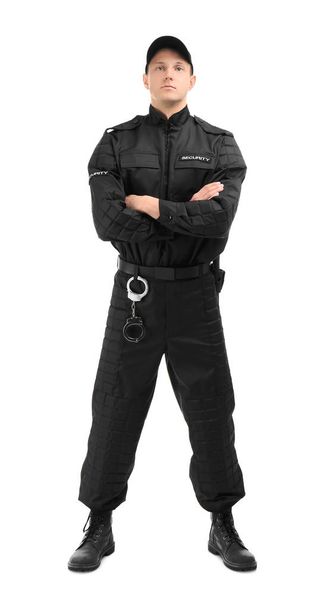 Male security guard in uniform on white background - Фото, зображення