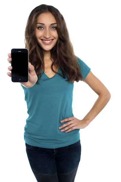 Young model displaying newly launched mobile - Photo, Image