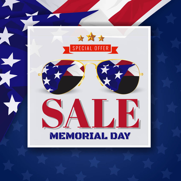 Memorial Day Sale Promotion Banner Background Design - Vector, Image