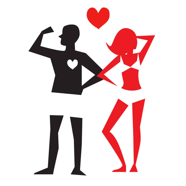 Male and female icons isolated on white background. Romantic sign of a couple in love. Vector illustration. - Vector, Image