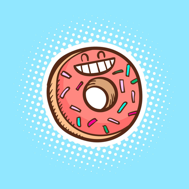 милые пончики векторная карикатура, пончики мультфильм
 - Вектор,изображение