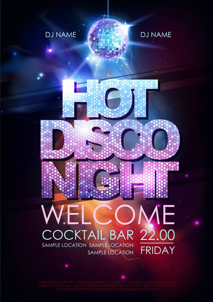 Sfondo sfera discoteca. Hot disco poster festa notturna su sfondo open space
 - Vettoriali, immagini