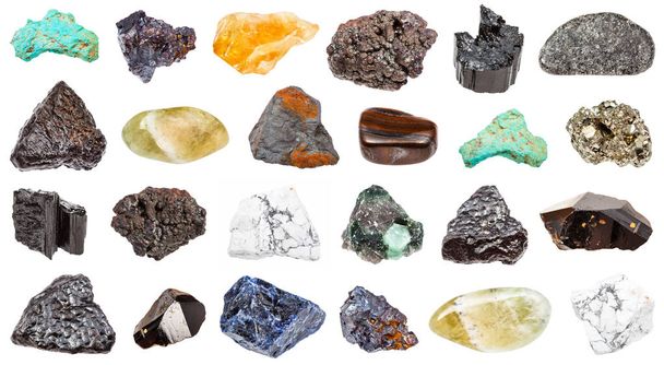 colección de minerales aislados en blanco
 - Foto, imagen
