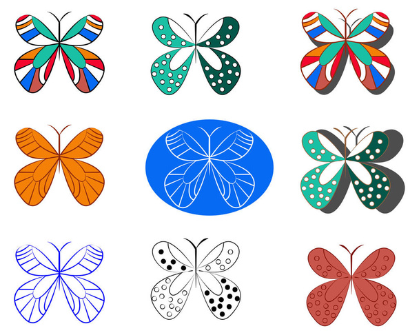  set of butterflies. vector illustration - Vector, imagen