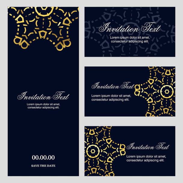 エレガントなデザインと青い背景上のタイポグラフィの結婚式カード  - ベクター画像