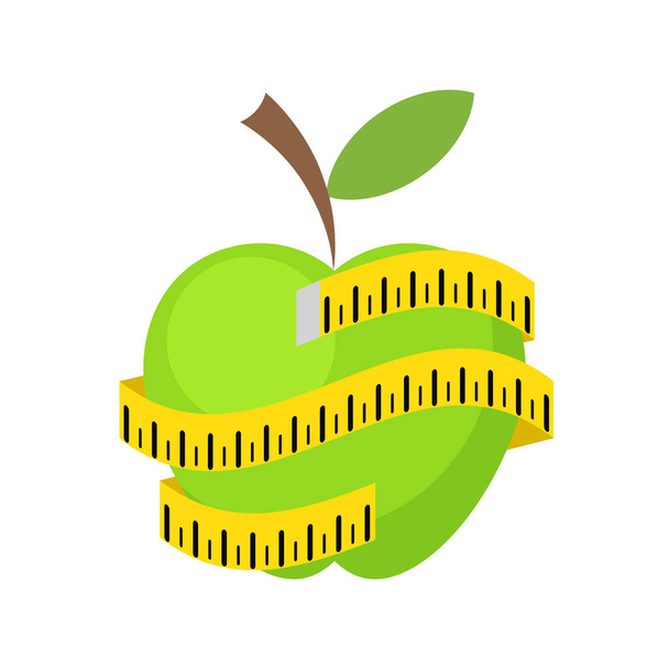 gesunde Ernährung oder ein Ernährungskonzept mit grünem Apfel - Vektor, Bild