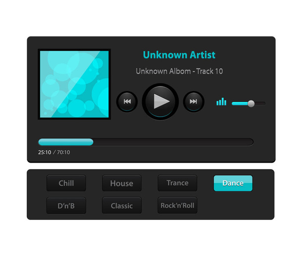 Set of ui ux audio and video media player template in vector with design elements and icons - Vector, Image