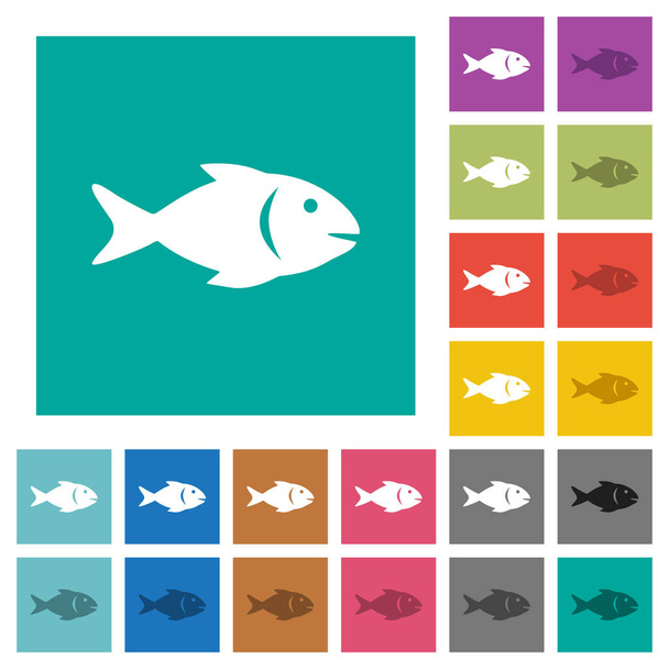 Fish square flat multi colored icons - Wektor, obraz