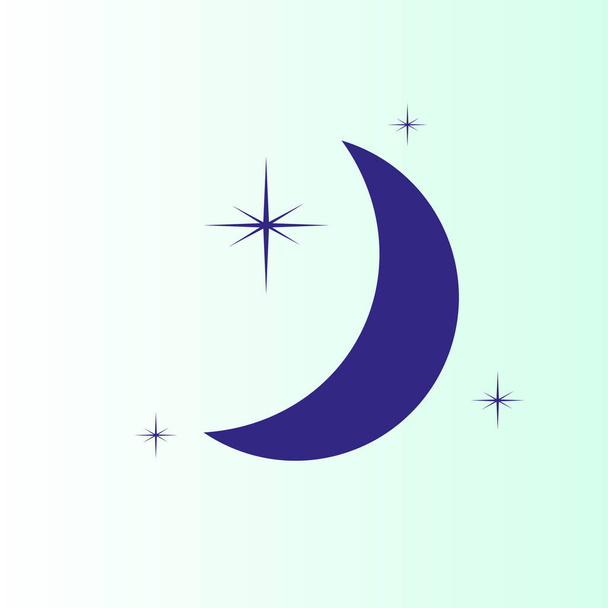 einfaches Mond & Sterne Vektorsymbol - Vektor, Bild