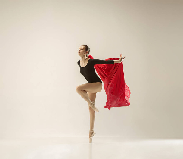 Modern ballet dancer dancing in full body on white studio background. - Fotografie, Obrázek