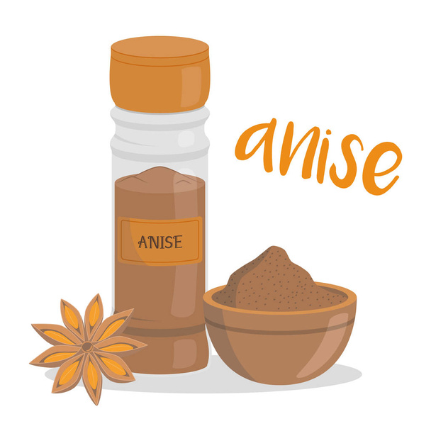 Vector anise illustration isolated in cartoon style. Herbs and Species Series - Vector, Image