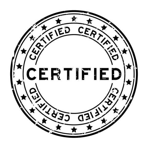 Grunge nero certificato parola rotondo sigillo di gomma timbro su sfondo bianco
 - Vettoriali, immagini