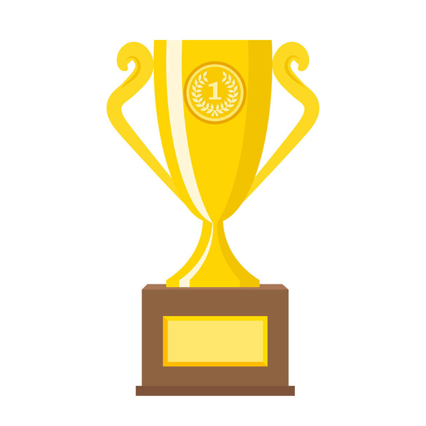 Winner gold trophy gold cups flat vector icons for sports victor - Vector, Image