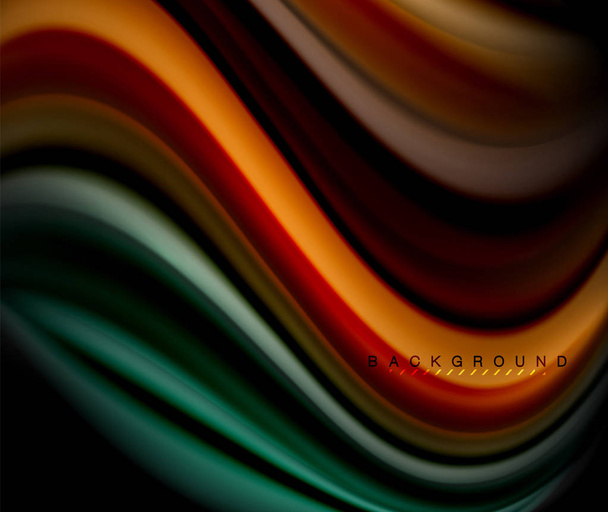 Líneas multicolores onduladas fluidas en negro
 - Vector, imagen