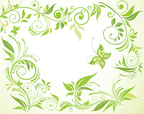 Green floral card - Vector, Image