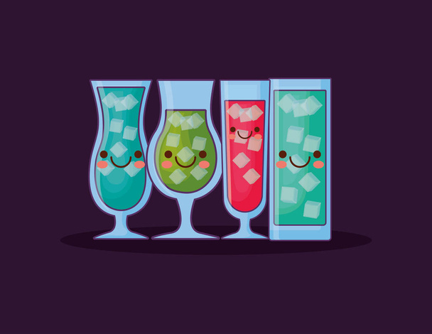 kawaii cocktails drinks  - Vector, Image