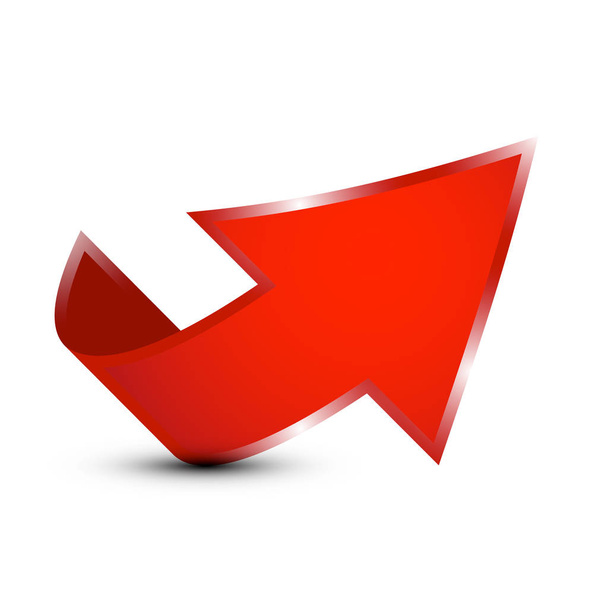Red Vector 3d Up Arrow Icon Isolated on White Background - Vetor, Imagem