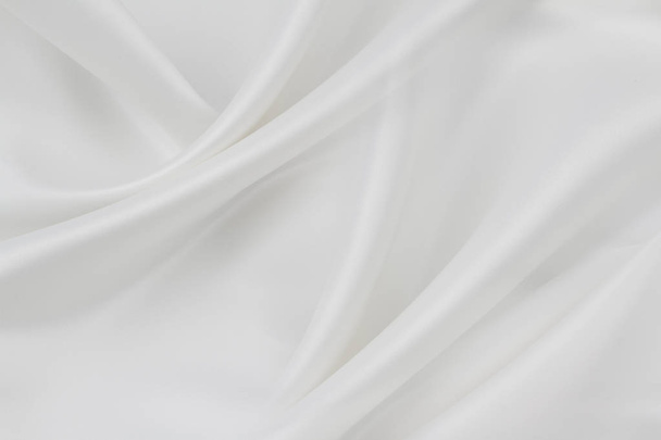 Closeup of rippled white silk fabric - Fotografie, Obrázek