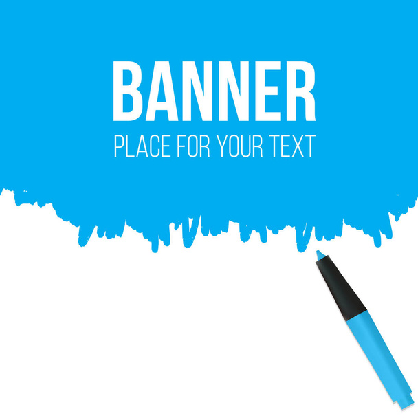 Creative vector blue illustration of highlighter pen with scribbles isolated on a white background. Stain artistic artwork art design. Place for your text. Abstract concept graphic element - Вектор, зображення