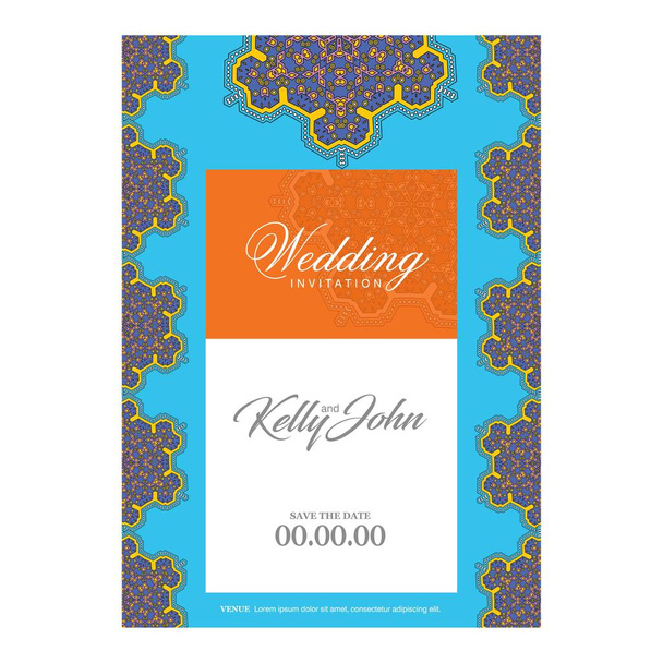 elegant design of wedding card invitation template, vector illustration - Vector, Image